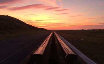 Long test track in Wales at sunset